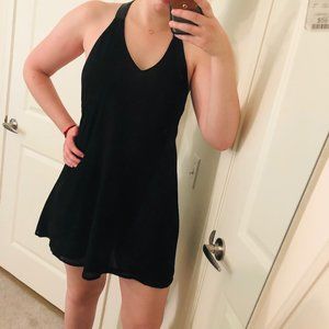 Millau Open-Backed Faux Leather Flowy Dress